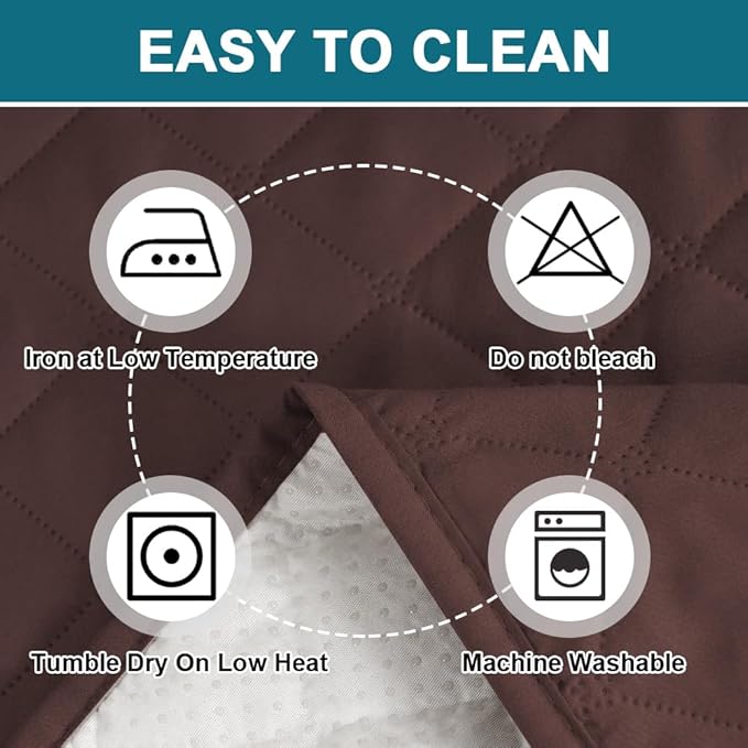 Turquoize 100% Waterproof Futon Cover Futon Slipcover Washable Armless Sofa Bed Slipcover Protector Seat Width Up to 70" with Adjustable Elastic Strap Anti-Slip for Dogs, Brown