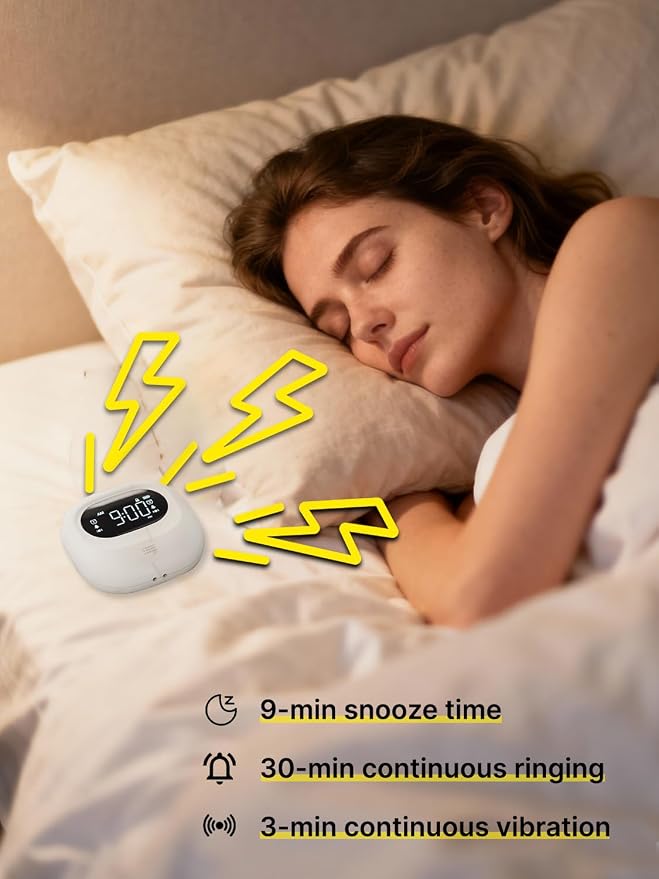 Vibrating Alarm Clock Bed Shaker Travel Clock, Rechargeable 3000mAh Battery - Image 8