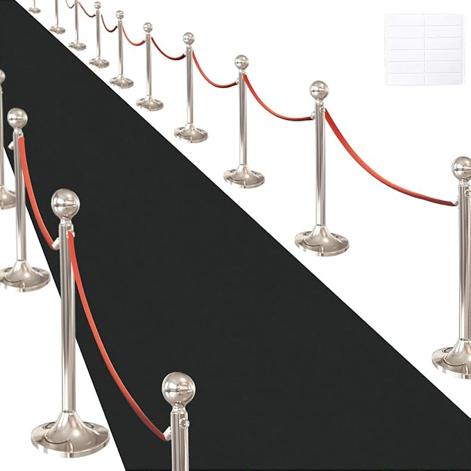 Black Carpet Runner for Party,140GSM 2.62FTx15FT Carpet Party Decorations,Black Runway Rug for Prom Felt Non-Woven Fabric,Runner for Wedding Ceremony