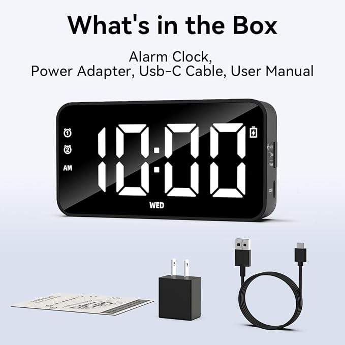 Plug in Digital Alarm Clocks with Rechargeable Backup Battery for Bedrooms Living Room Study Loud Bedside Desk Clock with Memory Function Dual Alarm 3 Modes Weekends Weekdays Every Day for Kids Adults - Image 6