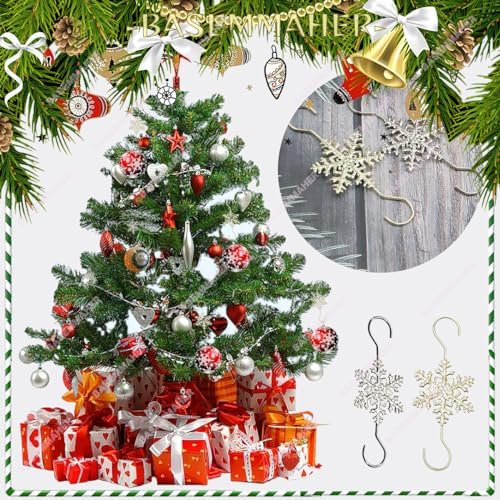 Christmas Ornament Hooks Gold Sliver Snowflake Ornament Hangers for Hanging Christmas Tree Decorations Metal No-Slip Hanging Hook Xmas Hanger for Christmas Balls Party Ornaments 20Pcs - Image 6