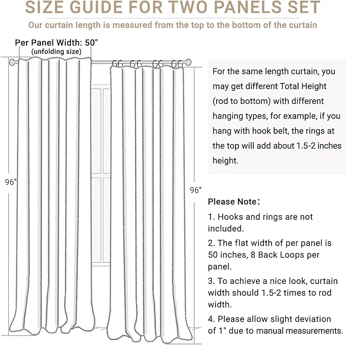 100% Blackout Shield Linen Blackout Curtains for Bedroom 96 Inches Long, Back Tab/Rod Pocket Living Room Drapes, Thermal Insulated Blackout Curtains 2 Panels Set, 50" W x 96" L, Burnt Orange