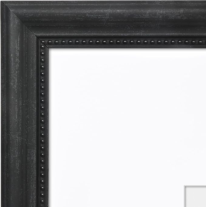 Americanflat Vintage Frames - 16x20 Picture Frame with Beaded Accents and Polished Plexiglass - Use as 11x14 Frame or Display 16x20 Photos Without Mat - Heirloom Collection - Wall Display - Black