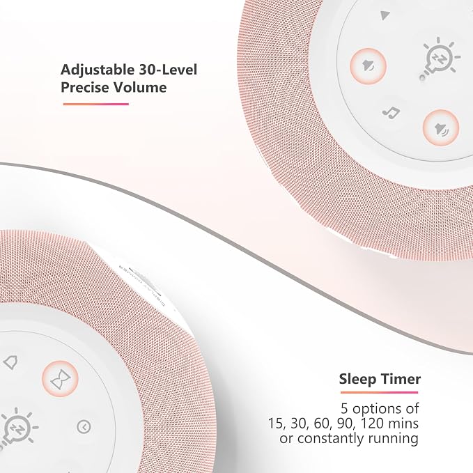 REACHER Auto Dimmable Sound Machine Alarm Clock with Night Light for Girls | 20 soothing sounds, sleep timer, precise volume, soft night lights, auto-dimming display, cute white noise soother for kids - Image 8