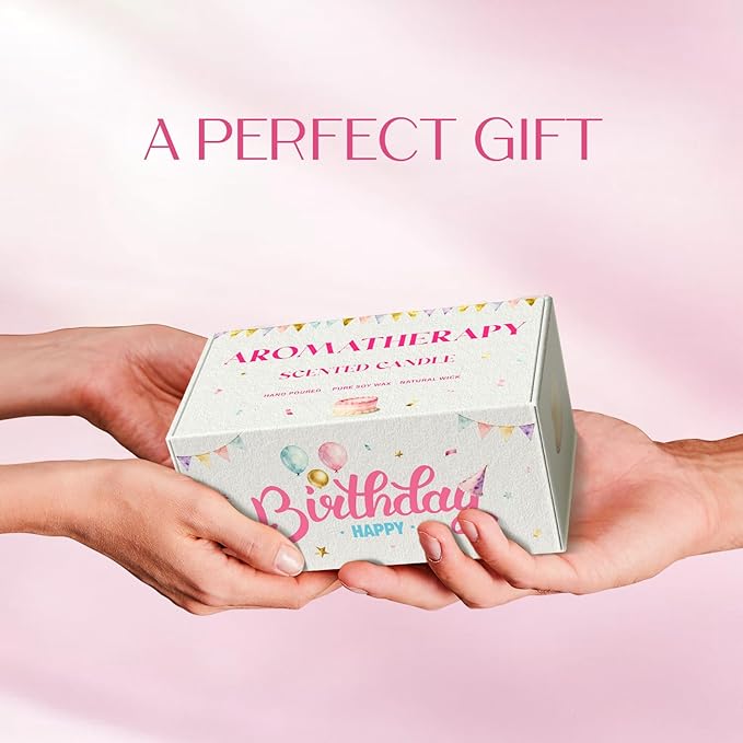 Birthday Candle, Scented Candles Gifts for Women, Soy Candle Gift Set, Pink Birthday Candles, 2 Pack Sweet Aromatherapy Candles for Celebration & Relaxing