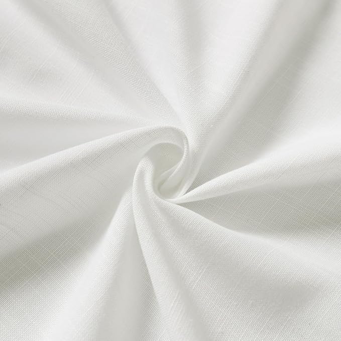 Nanspring Off White Cafe Curtains 45 Inch Length Set 2 Panel Back Tab Pocket Semi Sheer Short Linen White Curtain Tiers for Small Bathroom Window Basement 52x45
