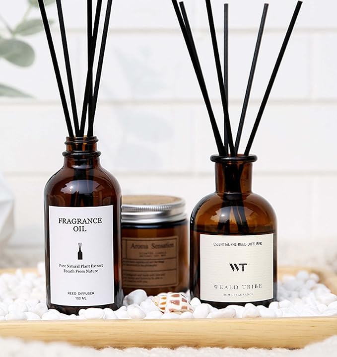WEALD TRIBE Flower Reed Diffuser Set Lime & Citrus Scent for Bathroom Air Fresheners, Oil Diffuser Sticks | 4.0 fl oz Home Fragrance with Sticks Defusers | House Bedroom Office Shelf Decor