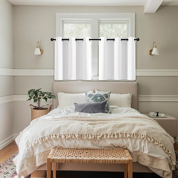 MIULEE Pure White Blackout Curtains for Bedroom Living Room 36 Inches Long 2 Panels, Thermal Insulated Room Darkening Drapes Grommet Noise Reducing Light Blocking Window Treatments 40x36 Inch