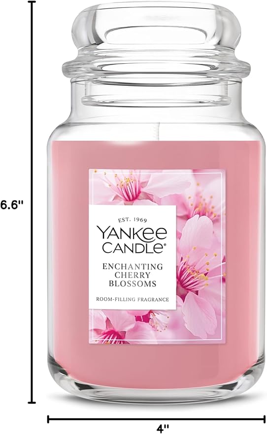 Yankee Candle Enchanted Cherry Blossoms, Scented Candle, 22oz Large Jar with up to 150 Hour Burn Time, Giftable, Holidays