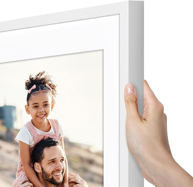 Americanflat 24x36 Poster Frame with Polished Plexiglass - Use as 20x30 Frame with Mat or Display 24x36 Photo Without Mat - Soho Collection - Deep Molding Picture Frames for Wall Display - White