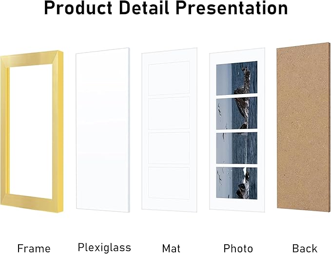 VIOLABBEY 8x20 Picture Frame 2Pack, Fits Four 4x6 Photos with Mat or One 8x20 Picture without Mat for Wall, Gold