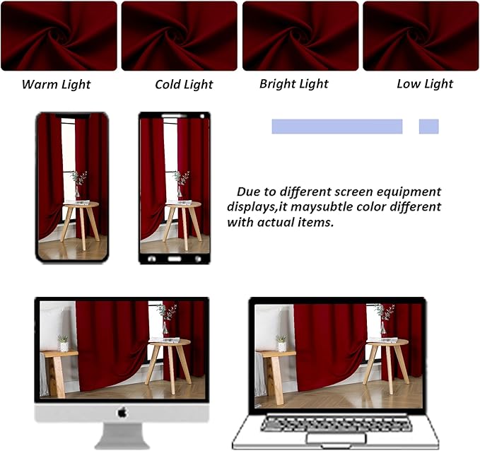 Simplebrand Ava Red Blackout Curtains for Bedroom 90 Inches Long 2 Panels Set, Solid Privacy Energy Saving Living Room Window Treatment Curtains Blackout Drapes, W50 x L90 Inch, Red