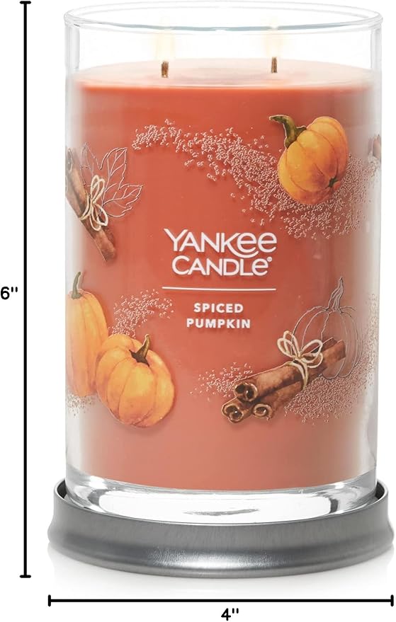 Yankee Candle Large Tumbler Scented Candle with up to 80 Hour Burn Time, Premium Plant Wax Blend for Consistent Burn, 20 oz Tumbler Candle with Room Filling Fragrance, Spiced Pumpkin
