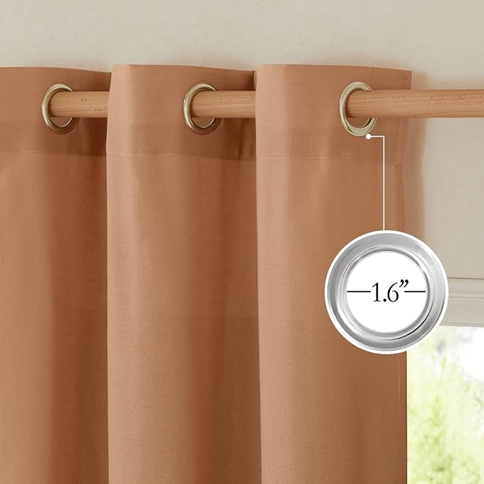 NICETOWN Linen Flax Semi Sheer Curtains 94" Length, Grommet Window Treatments Privacy Added with Light Penetration Vertical Drapes for Loft/Home Office, Burnt Orange, W55 x L94, 2 Panels