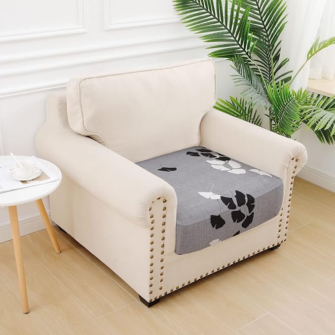 hyha Printed Couch Cushion Covers, Floral Sofa Covers Washable for Cushion Couch, Stretch Pattern Outdoor Cushion Covers for Patio Furniture with Elastic Bottom(Small, Maple Leaf)