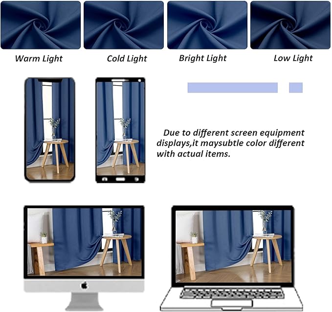 Simplebrand Ava Royal Blue Blackout Curtains for Bedroom 84 Inch Length 2 Panels Set, Solid Thermal Insulated Privacy Nursery Window Treatment Curtains Blackout Drapes, W40 x L84 Inch, Royal Blue