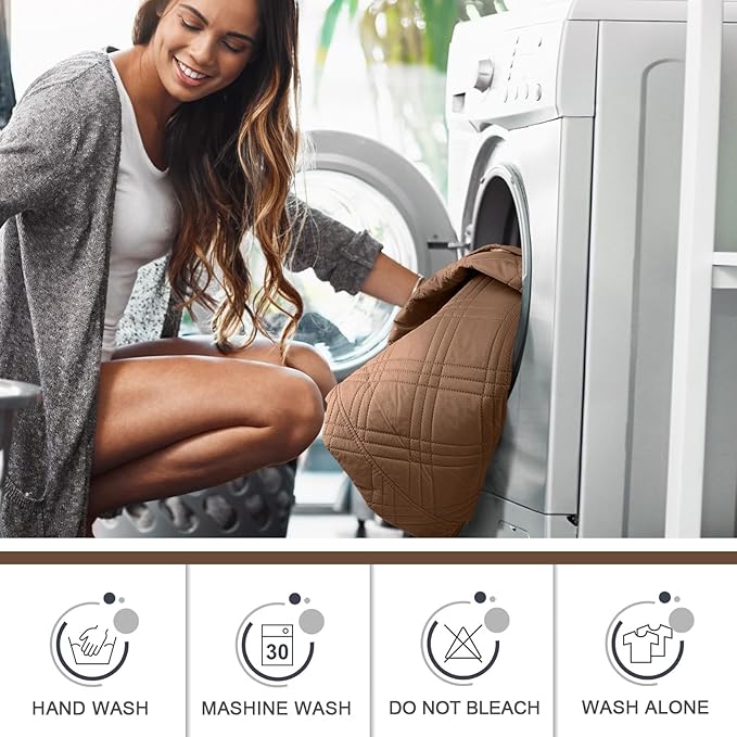 TAOCOCO Waterproof Recliner Chair Covers 30 Inch Wide, Oversized Recliner Covers for Recliner Chair with Pocket, Recliner Slipcovers with Straps Furniture Protector for Kids Pets (30'', Brown)