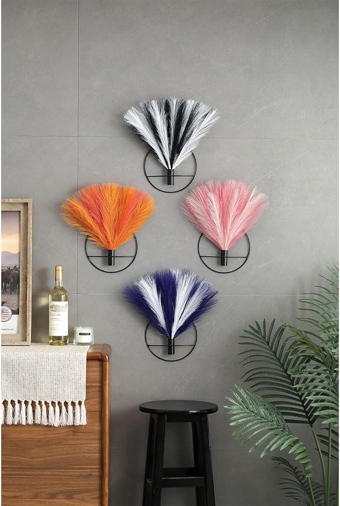Pretty Jolly Boho Wall Art, Hanging Artificial Pampas Display, 2 Pack - Turmeric, Gold, OldOrange - Living Room, Bedroom, Bathroom, Dining Room