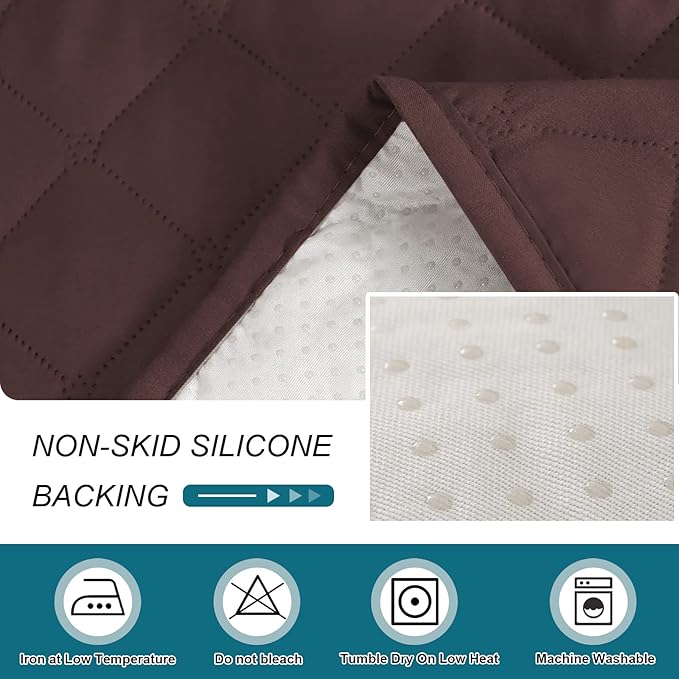Turquoize 100% Waterproof Sofa Covers Chaise Lounge L Shape Sofa Protector Chaise Slip Cover Triple Non-Slip Sofa Slipcover for Sectional Couch Cover for Pets, Kids (Chaise, Brown)