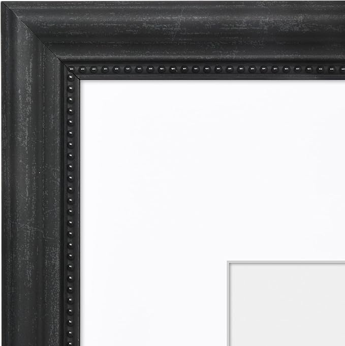 Americanflat Vintage Frames - 11x14 Picture Frame with Beaded Accents and Shatter-Resistant Glass - Use as 8x10 Frame or Display 11x14 Photos Without Mat - Heirloom Collection - Wall Display - Black