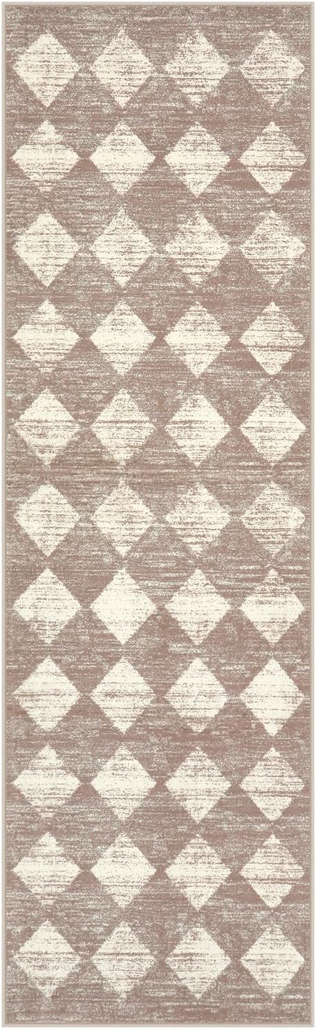 Lahome Zelie Trellis 2x7 Washable Kitchen Bathroom Runner Rug, Non Skid Runners for Hallways with Rubber Backing, Moroccan Entryway Carpet Runner for Laundry Room Foyer Bedside, Beige