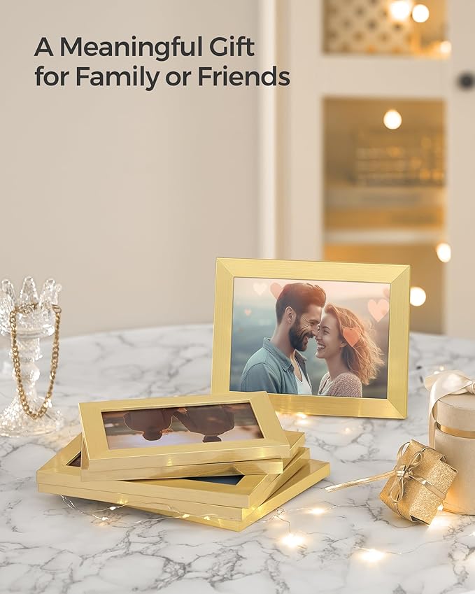 SONGMICS Collage Picture Frames, 4x6 for Wall Decor, Multi Family Photo for Gallery Decor, Hanging Display, Set of 12, Pale Gold URPF026A01