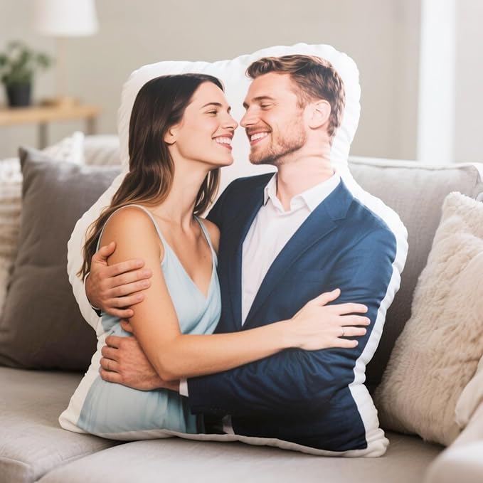 Custom Pillow - Personalized Face Pillow with Picture - Valentines Day Gifts for Boyfriend - Personalized Gag Gifts Funny Birthday White Elephant Gifts for Mom Dad - Customized Stuffed Throw Pillows