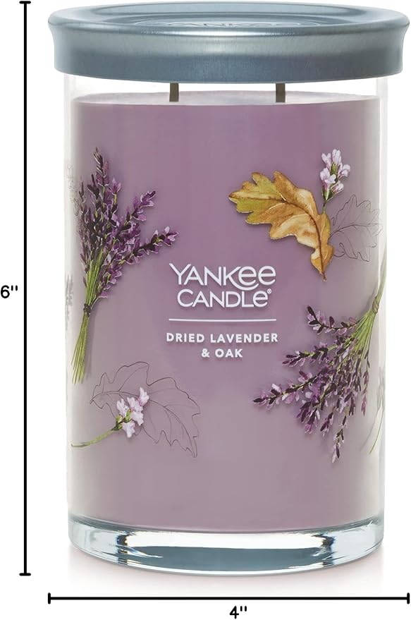 Yankee Candle Large Tumbler Scented Candle with up to 80 Hour Burn Time, Premium Plant Wax Blend for Consistent Burn, 20 oz Tumbler Candle with Room Filling Fragrance, Dried Lavender & Oak