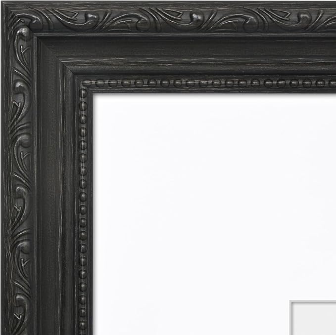 Americanflat 16x20 Picture Frame with Polished Plexiglass - Use as 11x14 Frame with Mat or Display 16x20 Photo Without Mat - Ornate Picture Frames for Wall Display - Black