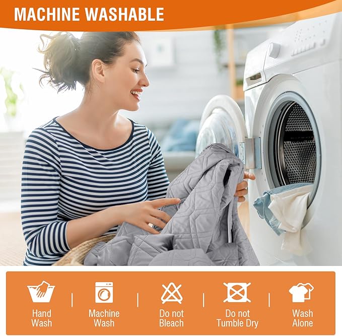 VANSOFY 100% Waterproof Recliner Chair Covers, Recliner Cover Non-Slip Dog Chair Cover Furniture Protector Washable Slipcover with Pocket, Elastic Straps for Pets, Dogs(Light Gray, 30")
