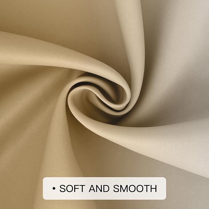 COSVIYA Curtains & Drapes Ombre Beige Curtains 84 inch Length 2 Panels,Full Room Darkening Grommet Insulated Thermal Window Curtains for Bedroom/Living Room,52x84inches
