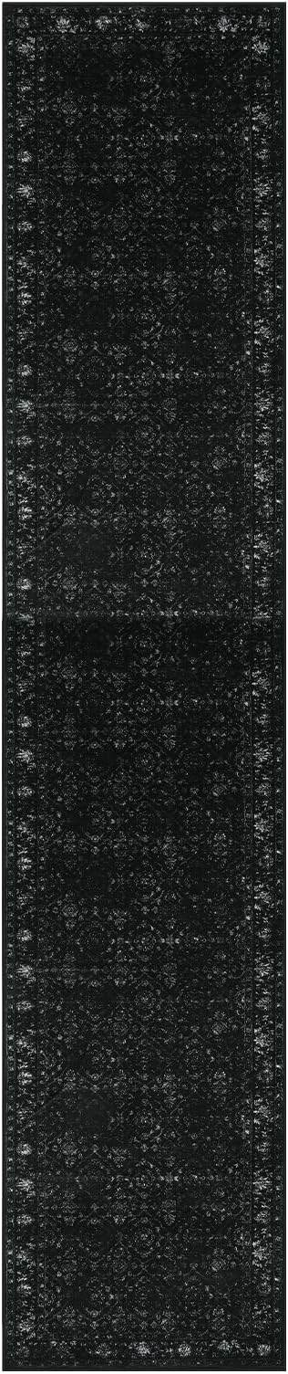 Hedlive Vintage Black Runners for Hallways 12ft, Long Washable Runner Rug for Entryway Non Slip, Ultra-Thin Soft Carpet Runners for Kitchen Indoor Entry Bedroom (2'6"x12', Black)