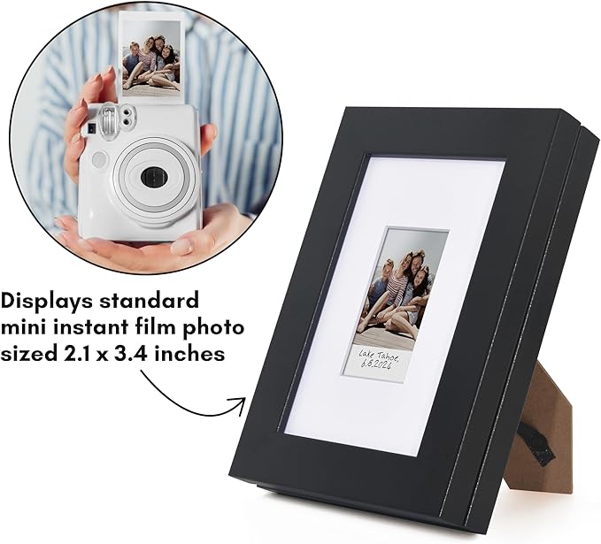 Americanflat 4x6 Picture Frame with Storage - Use as 2x3 Frame for Instant-Print Photos - Quick Change Storage Frames Holds up to 40 Photos - Tabletop or Wall Display - Black