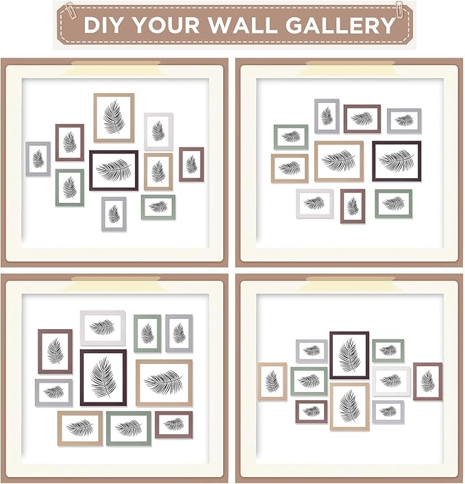 Funtopia Picture Frames, 10 Pack Picture Frames Collage Wall Decor, Gallery Wall Frame Set for Wall or Tabletop Display, Multi-size with 8x10, 5x7, 4x6 Family Photo Frames