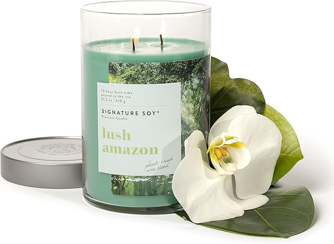 Signature Soy Lidded Lush Amazon Scented Candle, Extra Large Jar