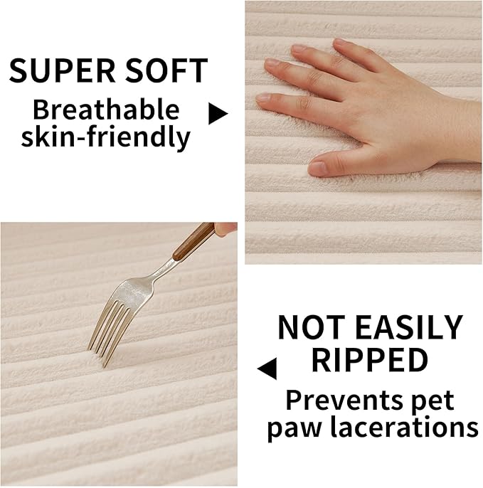 HAOMAIJIA Waterproof Couch Cover for Dogs Washable,Faux Fur Pet Couch Covers for Sofa,Soft Dog Bed Cover Non-Slip Couch Covers for 3 Cushion Couch Sofa Pet Friendly (Off White, 35" x 62")