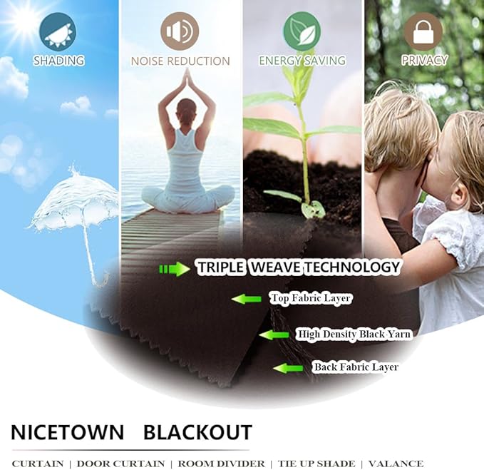 NICETOWN Privacy French Door Curtain - Functional Thermal Insulated Blackout Side Lights Front Door Curtain Panel (25W by 40L Inches, Toffee Brown, Single Panel)