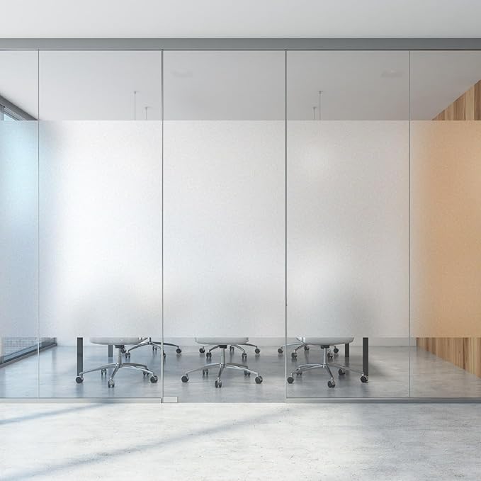 KESPEN Window Privacy Film Frosted Glass Heat Control UV Blocking Privacy Window Film for Glass Windows Static Cling Non-Adhesive Door Coverings Decals for Bathroom Home Office, 47.2 Inch X 19.7 Feet
