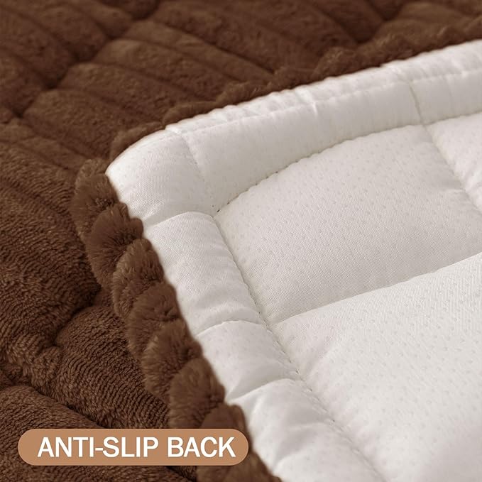 Smiry Couch Cover for Dogs Washable, Non Slip Fuzzy Pet Couch Covers for 3 Cushion Sofa Pet Friendly, Thick Soft Sofa Slipcovers Cushion Protector (Brown, 27.6" x 27.6")