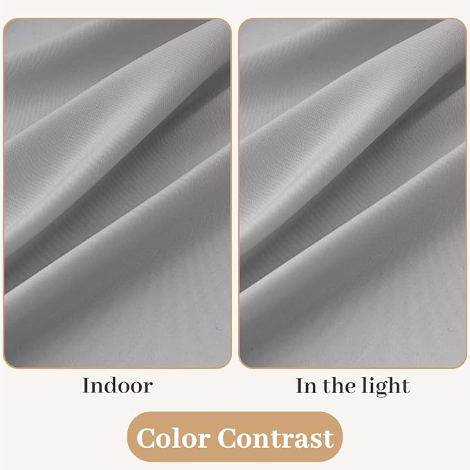 MIULEE Non-See-Through French Door Curtains for Doorway, Privacy Semi Sheer Curtains for French Doors, Light Filtering Rod Pocket Window Drapes with Tie Back, Grey, 54 x 72 inches, 2 Panels