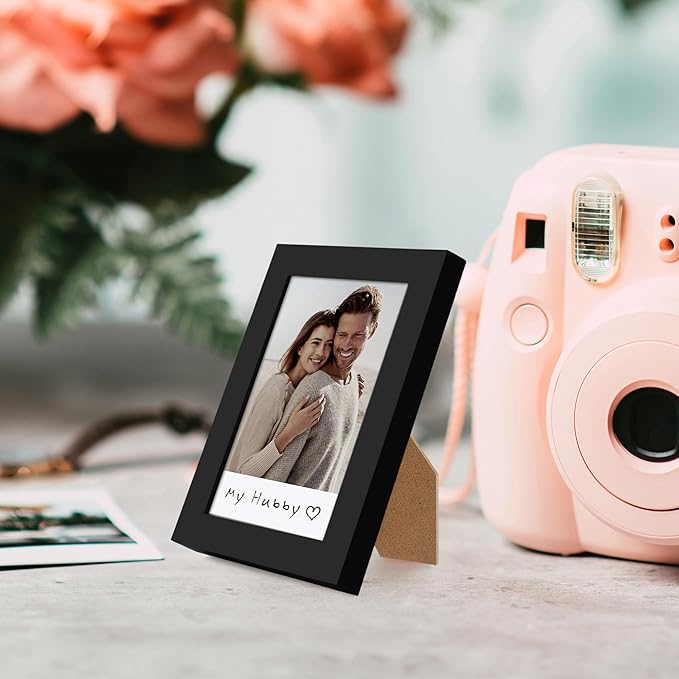 Americanflat 2x3 Picture Frame - Use as 2x3 Frame for Instant-Print Photos - Black Mini Picture Frames for Tabletop and Wall Display with Polished Crystal-Clear Glass