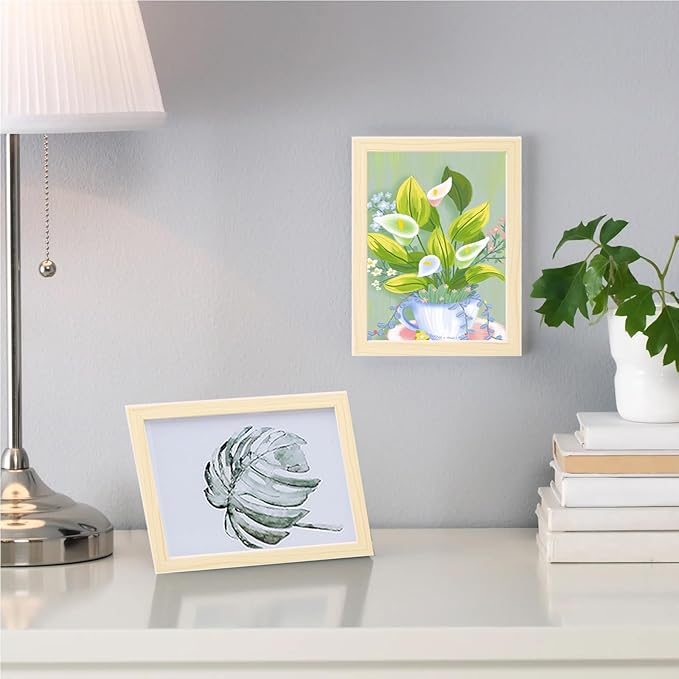 Picture Frame Set 10 pack, Farmhouse Photo Frames, Gallery Wall Frame Collage, 8x10 5x7 4x6 Frames in 3 Different Finishes Picture Frames For Wall or Desk,Natural