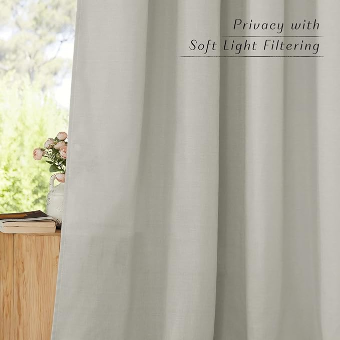 NICETOWN Gray Linen Kitchen Curtains 36 inch Length, Decorative Thick Flax Small Window Treatments Privacy Assured with Light Filtering for Bedroom/Bathroom, W55 x L36, 2 Panels
