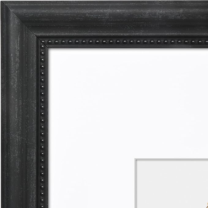 Americanflat Vintage Frames - 8x10 Picture Frame with Beaded Accents and Shatter-Resistant Glass - Use as 5x7 Frame or Display 8x10 Photos Without Mat - Heirloom Collection - Tabletop or Wall - Black