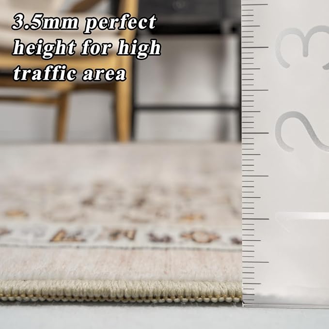 RUUGME 10x14 Area Rug Washable - Washable Lightweight Area Rug Stain Resistant Carpet Soft Rugs for Bedroom with Non Slip Backing Indoor Ultra-Thin Rugs Home Decor 10x14 Ivory
