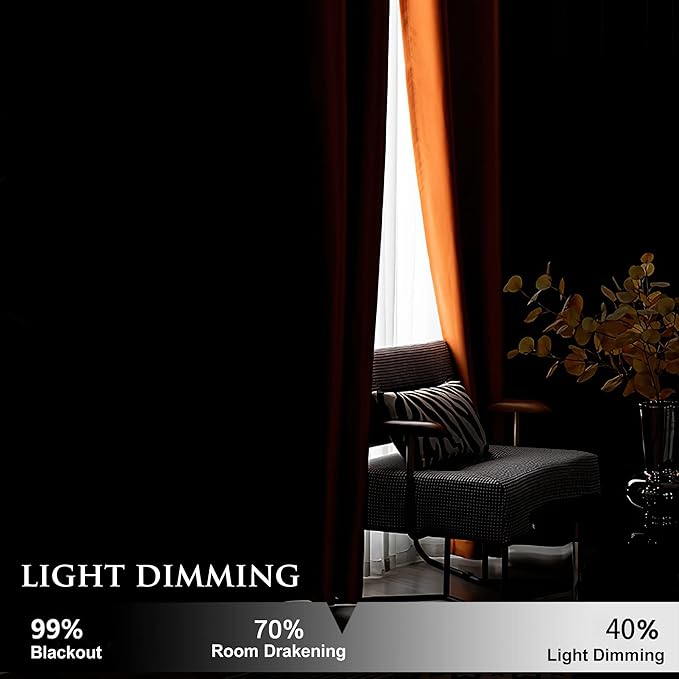 StangH Orange Velvet Curtains - Nursery Kids Curtains for Bedroom, Grommet Room Darkening Thermal Insulated Window Treatments Holiday Home Decors, W52 x L84, 2 Panels