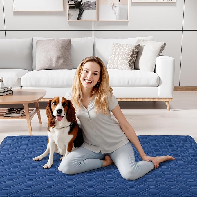 Smiry Reversible Waterproof Couch Covers for Sofa, Washable Dogs Pet Couch Covers for 3 Cushion Sofa Pet Friendly, Water Resistant Furniture Protector Slipcover, Geometric (30"x53", Navy/Blue)