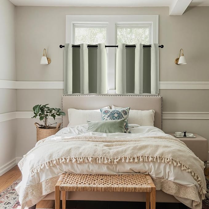 MIULEE Sage Green Blackout Curtains for Bedroom Living Room 36 Inches Long 2 Panels, Thermal Insulated Room Darkening Drapes Grommet Noise Reducing Light Blocking Window Treatments 40x36 Inch