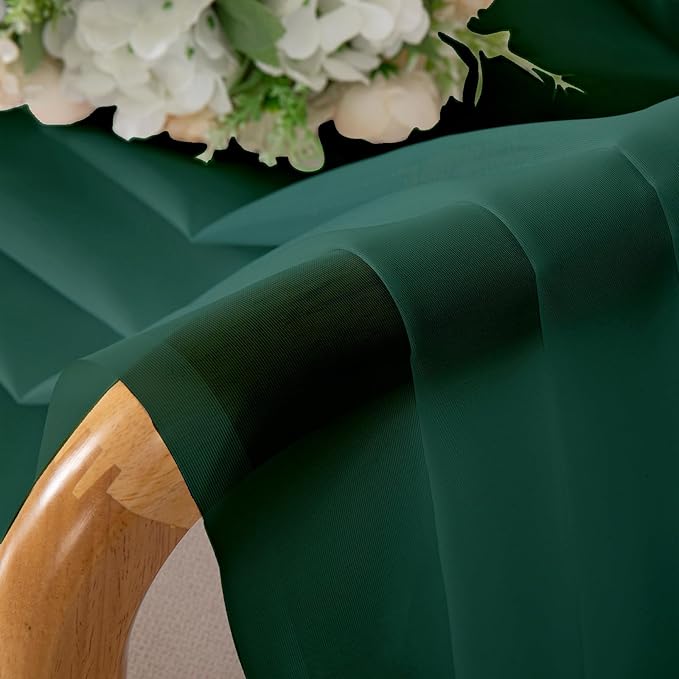 Lecloud Hunter Green Sheer Curtains 63 Inch Length 2 Panels Set, Voile Solid Window Curtains for Bedroom Light Filtering Living Room Drapes with Rod Pocket, Each Panel 42 X 63 Inch
