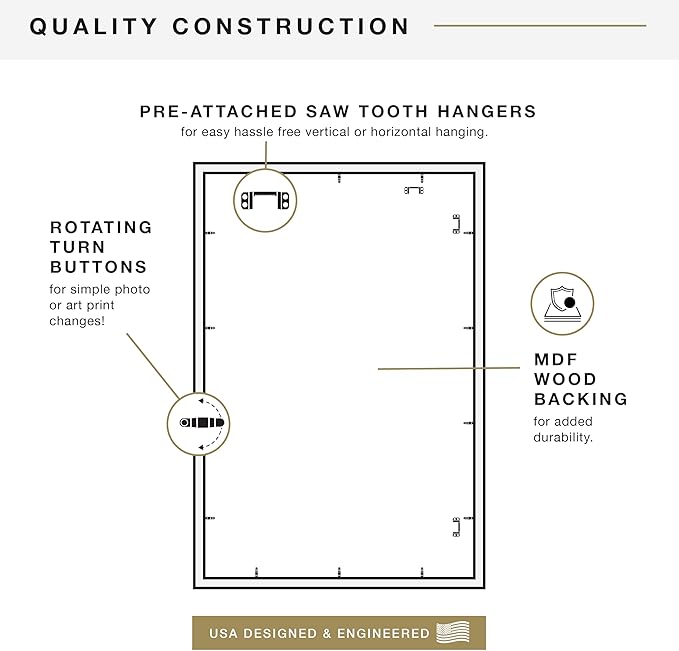 MCS Studio Gallery Movie Poster Frame 24x36 Black Woodgrain Engineered Wood, Vertical & Horizontal Wall Hanging Large Picture Frame for Photos, Artwork & Custom Posters (1-Pack)